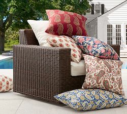Mahal Block Print Outdoor Lumbar Pillow