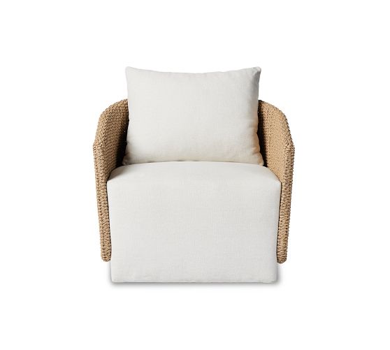 Pottery Barn Malone Wicker Swivel Lounge Chair - Thumbnail 3