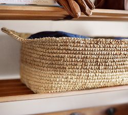 Sidney Two-Tone Rectangular Basket With Handles