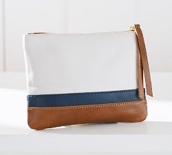 Ainsley Leather Pouch - Navy/White
