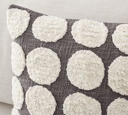 Gray Hand Tufted Dot Textured Pillow Cover