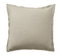 Open Box: Belgian Flax Linen Double Flange Sham, Euro, Set of 3 - Bamboo