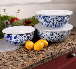 Open Box:Golden Rabbit Enamel Lidded Mixing Bowls - Set of 3