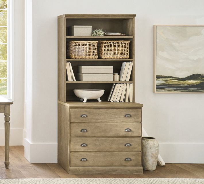 Printer's Bookcase with File Cabinet, Tuscan Chestnut | Pottery Barn