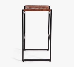 Hardy Woven Leather Backless Stool