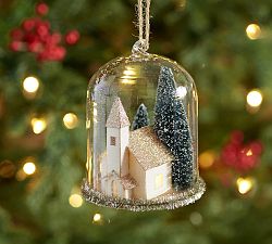 Lit House Cloche Ornament