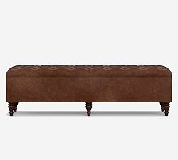 Lorraine Tufted Leather King Storage Bench