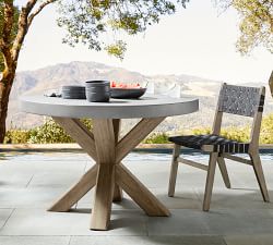 Abbott Concrete &amp; Acacia Round Outdoor Dining Table (48")