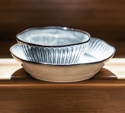 Colonnade Stoneware 16-Piece Double Bowl Dinnerware Set