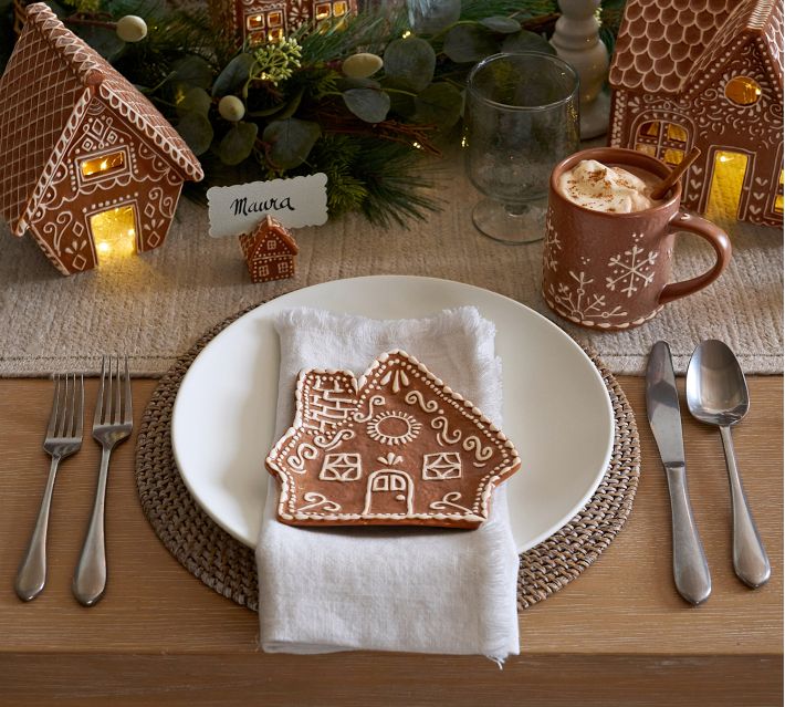 Gingerbread House Appetizer Plates - Set of 4 | Pottery Barn