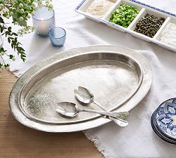 Rustic Metal Handcrafted Oval Serving Platter