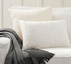 Elegant Floral Ivory/Blue Pillow Cover &amp; Throw Set