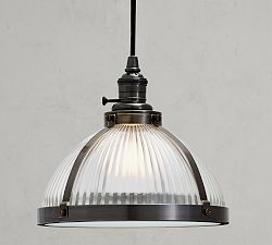 Industrial Ribbed Glass Cord Pendant (8"-12")