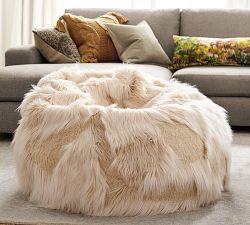 Mongolian Patchwork Faux Fur Bean Bag