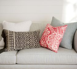 Ikat Embroidered Lumbar Pillow Cover