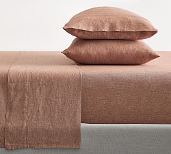 Open Box: Belgian Flax Linen Hemstitch Sheet Set, Twin/Twin XL - Brick