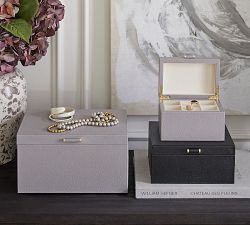 Quinn Small Leather Jewelry Box - Foil Debossed