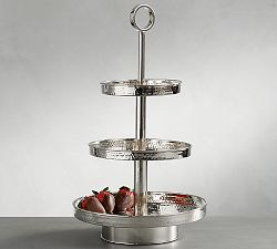 Hammered Nickel Tiered Stand