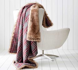 Nottingham Faux Fur Plaid Throw