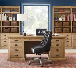 Hayes Tufted Leather Swivel Desk Chair