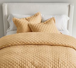 Open Box: Belgian Flax Linen Diamond Quilt, King/Cal. King - Harvest Gold
