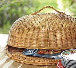 Oversized Woven Tray &amp; Cloche