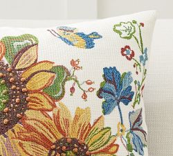 Bright Sunflower Embroidered Pillow Cover