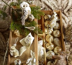 Eclectic Mercury Glass Ornaments - Champagne &amp; Silver, Set of 3