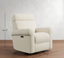 PB Comfort Modern Roll Arm Deluxe Power Swivel Recliner