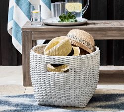 Torrey All-Weather Wicker Baskets - White Wash