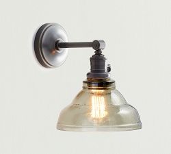 Vintage Glass Straight Arm Sconce (8'')