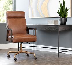 Misha Leather Swivel Desk Chair