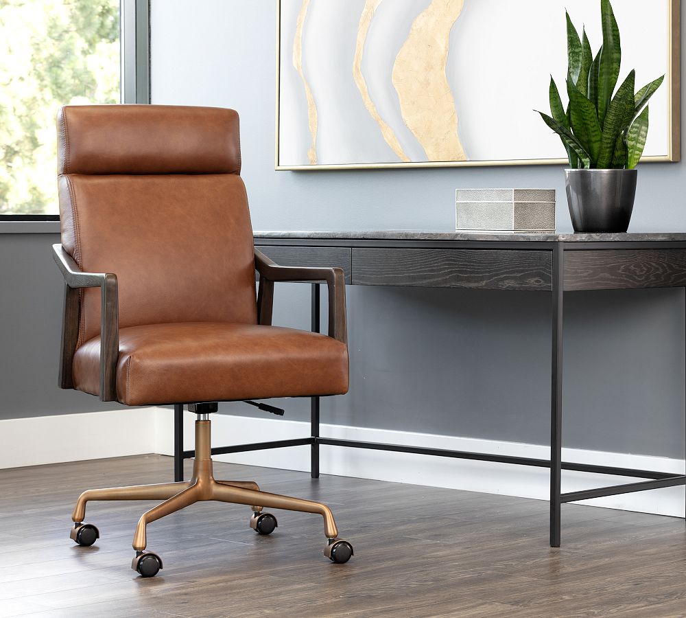 Misha Leather Swivel Desk Chair by Pottery Barn