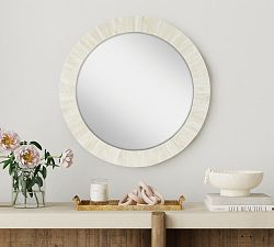 Nevaeh White Bone Round Wall Mirror