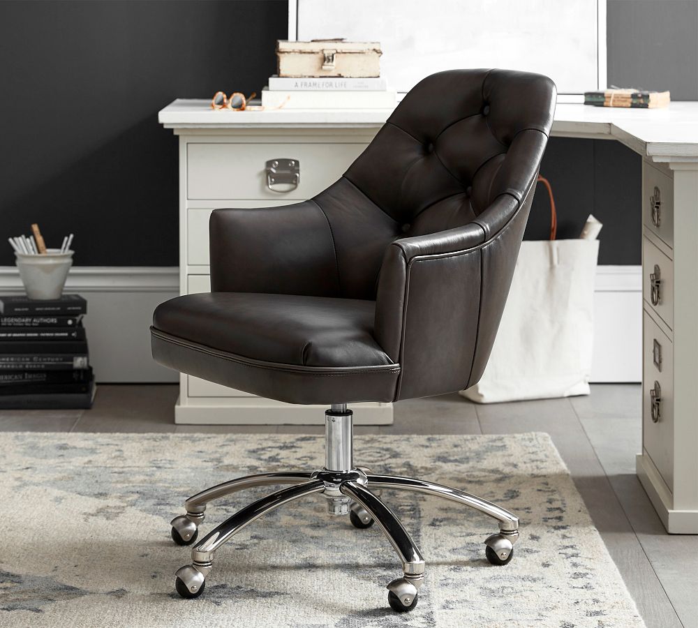 Everett Leather Swivel Desk Chair by Pottery Barn