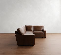 Turner Square Arm Leather 3-Piece Sectional (106"&ndash;111")