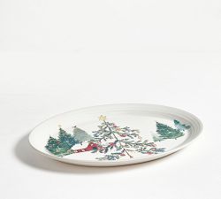 Christmas in the Country Oval Stoneware Serving Platter
