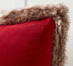 Faux Fur Trim Velvet Pillow Cover