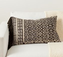 Ikat Embroidered Lumbar Pillow Cover