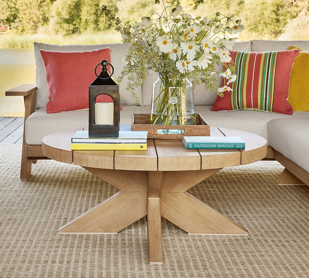 Modern Farmhouse Round Outdoor Coffee Table (40") by Pottery Barn