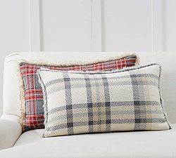 Nottingham Plaid Faux Fur Back Lumbar Pillow Cover