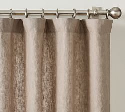 Open Box: Belgian Flax Linen Light Filtering Curtain, 100"W x 96"L - Warm Gray