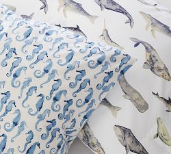 Seahorse Print Percale Sheet Set