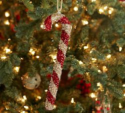 Tinsel Candy Cane Ornament
