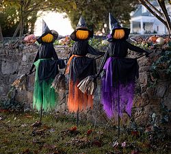 Lit Witches on Brooms, Set of 3