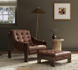 Callum Leather Chair with Ottoman
