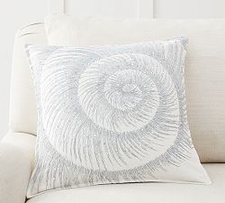 Oceanic Swirl Embroidered Pillow Cover