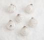 White and Silver Glass Ball Ornaments - Set of 6