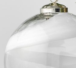 White Ribbon Glass Ball Ornaments