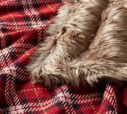 Nottingham Faux Fur Plaid Throw